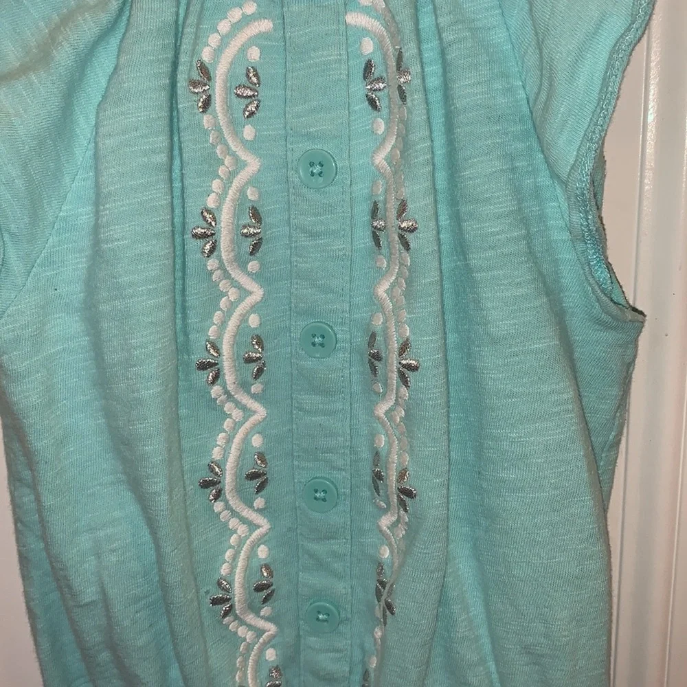 Gymboree aqua & silver romper 5T EUC